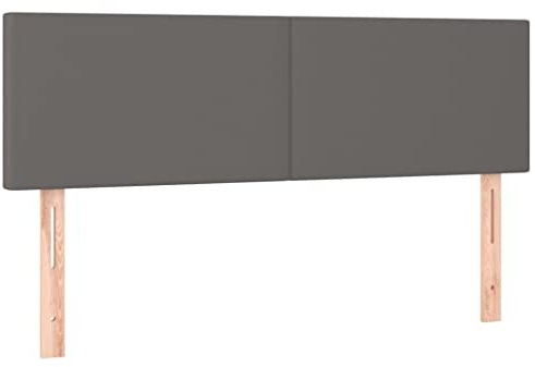 vidaXL Kopfteil, Bettkopfteil mit Holzbeinen, Höhenverstellbar Polsterkopfteil für Bett, Betthaupt Bettzubehör Schlafzimmer, Grau 144x5x78/88cm Kunstleder