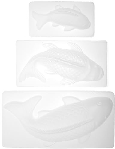 Luxshiny 3Pz Stampo Per Torta Pesce a Forma Di Pesce Biscotto Sapone Torta Riso Cottura Al Silicone Fondente Di Pesce Dolce Al Silicone Caramella Carpa Pp 3d Menta Bianca