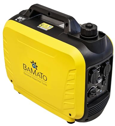 BAMATO Inverter Stromerzeuger BGE-2000I | 2000 Watt | Inverter Technik | 64,1 dB(A) | zwei 230 V Wechselstrom-Steckdosen und zwei 2,1 A schnell ladende USB-Anschlüsse