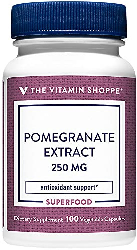 The Vitamin Shoppe Pomegranate Extract 250MG, Antioxidant that Supports Cellular Health, Superfood (100 Veggie Capsules)