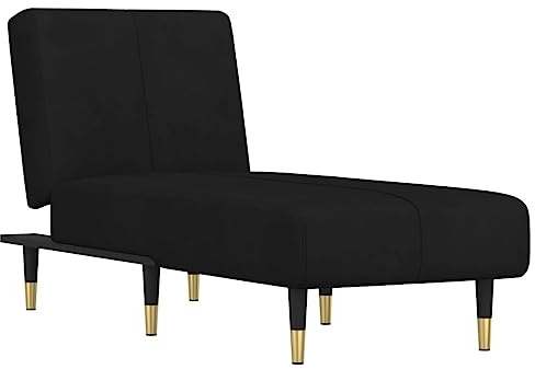 vidaXL Chaiselongue, Sofa in 3 Positionen zum Sitzen Entspannen Schlafen Verstellbar, Couch in Eleganter Optik, Liege Schlafsofa Loungesofa Liegesofa, Schwarz Samt