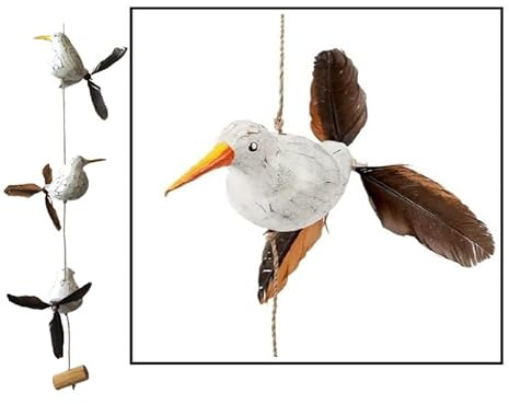 391077 Windspiel ┼ 3er Vogel-Girlande 80cm ┼ drehbare Schwänze