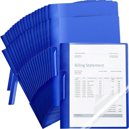 Maitys Transparente Prospekthüllen mit Clip, 29,6 x 22,9 cm, transparente Vorderseite, Portfolio-Mappen für Briefgröße, Blau, 50 Stück
