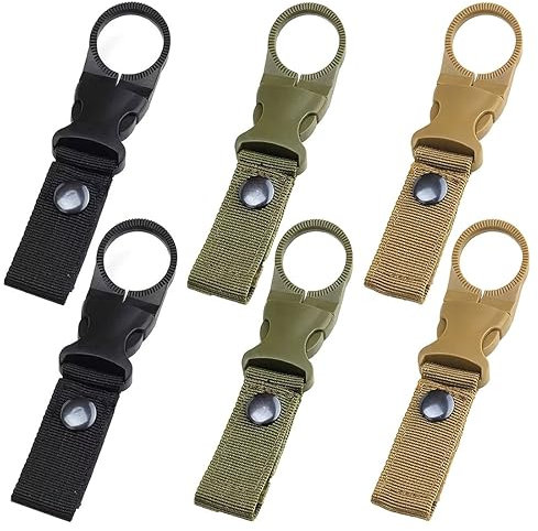 JOCXZI Keychain Bottle Holder - 6Pcs 3 Colors Water Bottle Buckles Holder Hook Bottle Holder Carabiner Hook Water Bottle Buckle for Camping Hiking Outdoor Activities