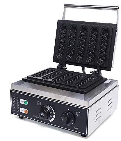 Máquinas de perrito caliente para 5 salchichas Comercial antiadherente eléctrico Hot Dog en un palo Waffle Maker Hierro máquina 1500W