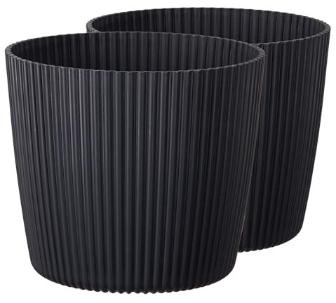Tymar Pot de Fleurs, jardinière, Lot de 2, Forme Ronde((2pack) Anthracite, ø 40 cm)