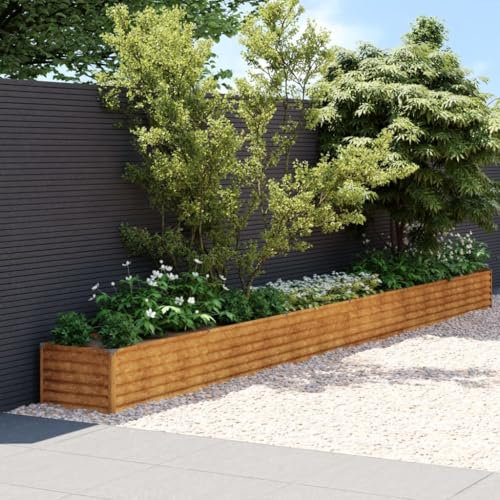 Higsose Lit Surélevés de Jardin 580x50x36 cm Acier Corten Lit De Jardin SuréLevé, Potager en Hauteur Jardinieres Exterieur Potager Exterieur JardinièRe à éTages Potager SuréLevé Lit SuréLevé Jardin