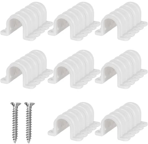 HINZIC 40Pcs Conduit Pipe Strap Clamps 20mm + 80Pcs Stainless Steel Screws, PVC Plastic Pipe Cilps Non-metallic Conduit Pipe Conduit clamps U-shape Pipe Clamps