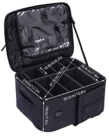 Kosmetiktasche Groß Portable, Professionelle Reise Makeup Tasche, Organizer Tasche Mit Verstellbarem Riemen Und TrennwäNden Schwarz FüR Reise - 21 X 34 X 41cm.