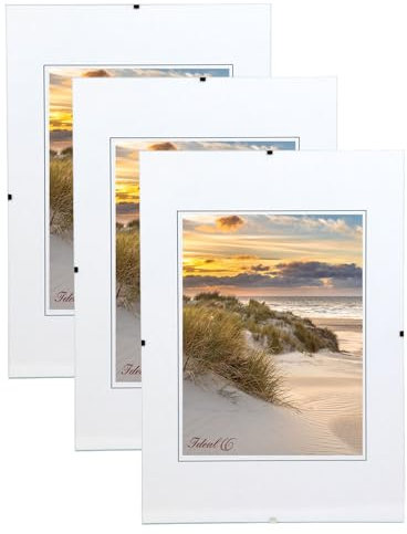 KM FOTO Set 3er 5er Rahmenlose Bildhalter Glasbildhalter Bilderrahmen Cliprahmen Klarglasrahmen Fotopräsentation: Format: 3er 15x20