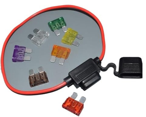 16AGW 30CM automatischer Inline-Mid-Inline-Sicherungshalter + 1 Stück Sicherungseinsätze 1A 2A 3A 40A 5A 7,5A 10A 15A 20A 25A 30A 35A 40A(Color:35A and fuse box)