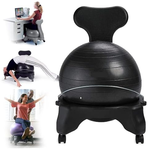 Balance-Ball-Haltungsstuhl mit Rückenstütze,Yoga Ball Stuhlfür das Büro,Steigert Energie und Konzentration,Ergonomischer Fitness Ball Stuhl für Erwachsene/Schwangerschaft,Tragfähigkeit: 160 kg
