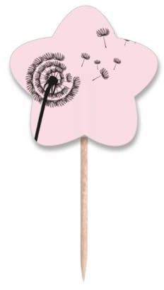 Palillos de dientes de león con diseño de flores y banderines para magdalenas