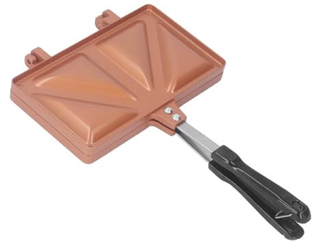 Double Sided Sandwich Baking Pan Gas Toaster Alloy Maker Alloy Omelette Pan Alloy for Camping Sandwiches Home Panini Press Sandwich Maker (Gold)