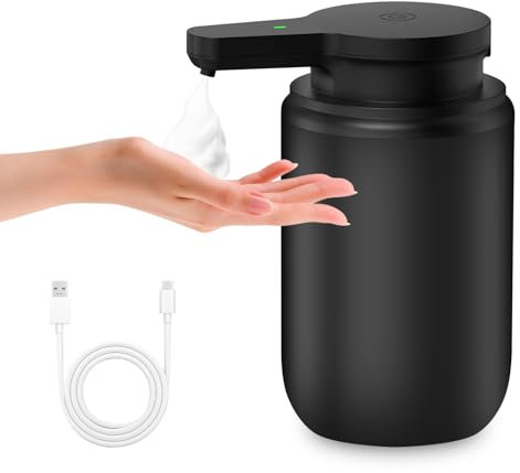 Mamiddle Seifenspender Automatisch mit Sensor Infrarot Seifenspender Elektrischer IPX5 Wasserdicht USB-C Aufladung für Küche & Bad (Schwarz - Schaumtyp)