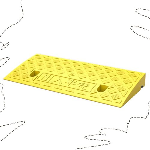 IMUNKT Türschwellenrampe, Gummi Rollstuhlrampe, Bordsteinkanten Rampe 3-22cm Hoch, Auffahrrampe Gummirampe Für Tür, Stufen, Garage, Eingang(Yellow,50 * 27 * 8cm)