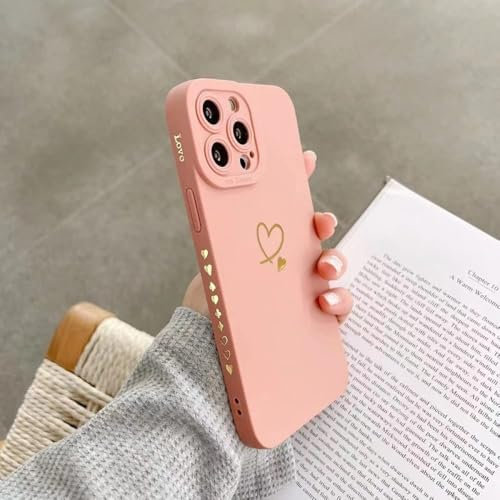 HUUMAGIC Custodia per telefono in silicone opaco Love adatta per iPhone 11 12 13 14 15 Pro Max XS X XR 7 8 15 Plus SE protezione per obiettivo della fotocamera, rosa, per iPhone 13 Mini