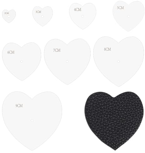 UNICRAFTALE 8 Stück Herz Schablonen - Acryl Sashiko Schablonen in 8 Größen für Quilten, Malen, Handquilten, Stickerei - DIY Dekoration Handwerk