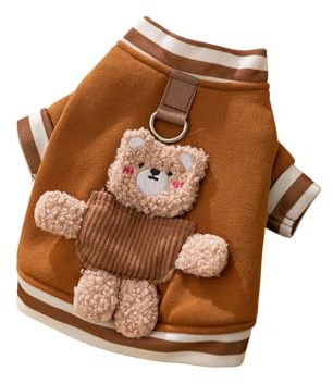Galatée Hundepullover, Hundekleidung Mit D-Ring, Warmer Winter-Hundepullover, Jackenmantel, Pullover Für Kleine Hunde, Weiches Sweatshirt Für Kleine Hunde Und Katzen(M, Braun)