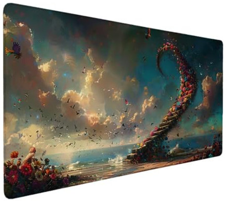 Tapis de Souris XXL 1000 x 500mm sous Main Bureau, Multifonction Mouse Pad pour Gamer, Tapis de Souris Ergonomique, Grand Tapis de Souris pour Les Jeux, la Maison et Le Bureau Bleu (Paysage) B-H