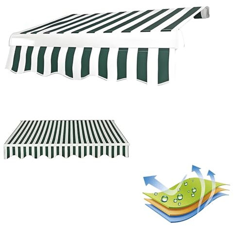 Markisenbespannung, Außen Markisenstoff, Wasserdicht Hochwertiges Ersatztuch, Markisenbespannung Canvas, Markisen Ersatzstoff Markisenstoff Wechseln Balkonmarkisen Sonnenschutz Stoff(Green,(16x13ft)5x