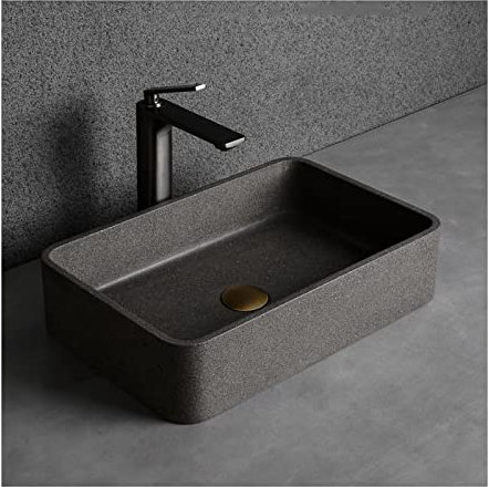Fregadero de Baño Fregadero de baño de contenedor rectangular de hormigón de 19.7 x 12.8 Fregadero de encimera mate for tocador de gabinete Fregadero de Cerámica(B)