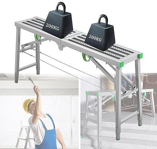 Piattaforma di lavoro pieghevole portatile, impalcatura, torre, scala, panchina regolabile per ponteggi per cantiere (200 × 40 cm)