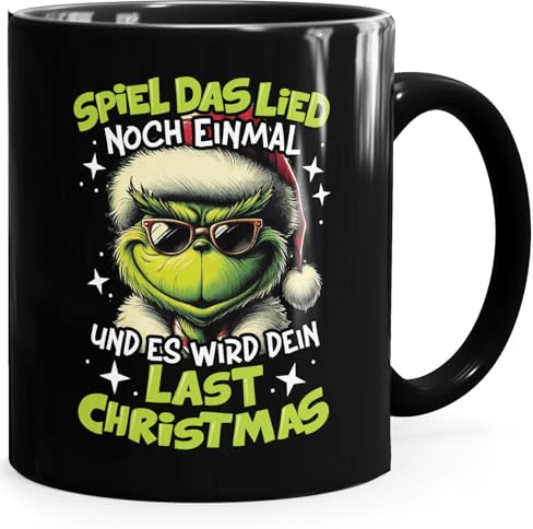 MoonWorks® Tasse Weihnachten Weihnachtsnörgler Geschenkidee Weihnachtsmuffel Kaffebecher mit Aufdruck Schwarz standard