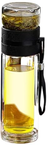 Ancsttu Glas Tee Ei Flasche, Tee Ei Flasche Mit Edelstahlfilter Glas Teeflasche Trinkflasche Glas Wasserflasche Reisebecher Doppelwandige Thermosflasche Für Losen Tee, Blumentee, 450ml