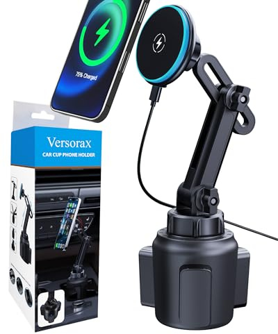VersoraX Magnetischer Becherhalter fürs Auto, kabelloses Ladegerät für MagSafe, 15 W, Schnellladefunktion, Autohalterung für iPhone 16/15/14/13/12 (MAG-Light-WC)