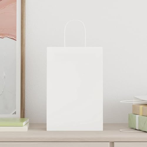 vidaXL Papperspåsar 50 st med handtag vit 21x11x31 cm, papperspåse, papperspåse med handtag, papperskasse, påse, papper presentpåse