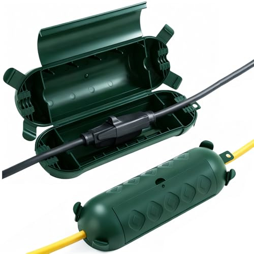 2 Pack Green Outdoor Extension Cord Cover IP44 Waterproof Box | Protects Outdoor Plugs & Outlets from Rain, Snow, And Dust, Ideal for Christmas Lights, Garden Tools, and Holiday Decorations