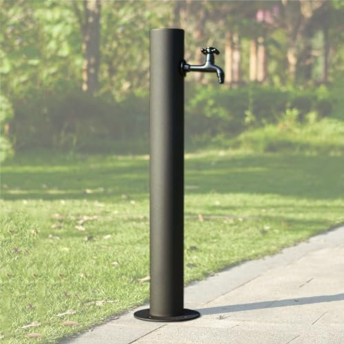 FHSLKXIM Fontaine De Jardin Autoportante avec Robinet, Colonne d'eau Verticale Cylindrique en Acier Inoxydable pour Jardin Extérieur, Rallonge De Robinet D'Extérieur avec Jet