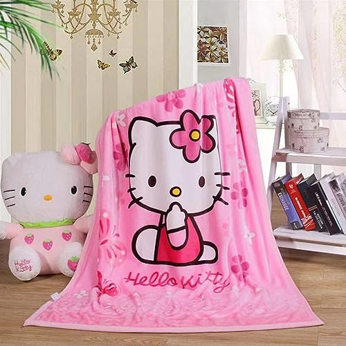 Cartoon Printing Throw Blanket for Girls Kids Adults, 40x55, All Seasons Flannel Fleece Blanket, Soft & Warm Plush Blankets for Couch Sofa Bed Camping Travel (Pink 002)