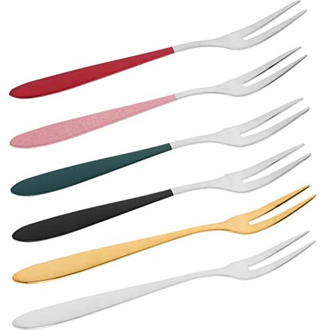 ULTECHNOVO Dessertgabeln 6 Stück Kuchengabeln für Restaurant Party Früchte Gabeln Wiederverwendbare Obstgabeln für Desserts Vorspeisen