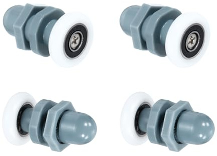 QUARKZMAN Paquet de 4 Douche Porte Roulettes Roulettes 23mm Diamètre Gris | Salle Bain Verre Douche Porte Remplacement Pièces Coulissante Roulette, pour Salle Bain Verre Portes Cuisine