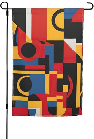 Zusammensetzung in Rot, Gelb, Blau und Schwarz, 30,5 x 45,7 cm, Veranda-Flaggen, Ganzjahresflagge, Hofdekoration, Terrassen-Flagge, Innenhof-Dekoration
