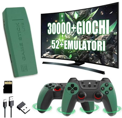 M22 U Console di gioco retrò con 30000+ giochi, 52 emulatori, stick per giochi retrò, stick per videogiochi con uscita video 4K HD 1080P, doppio controller wireless 2.4G,Plug&Play,PC/proiettore/TV
