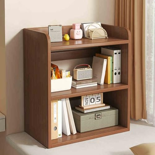 Scaffale da scrivania in legno, versatile, per casa e ufficio, piccola libreria marrone (68 x 65 cm), perfetta per libri, documenti e decorazioni