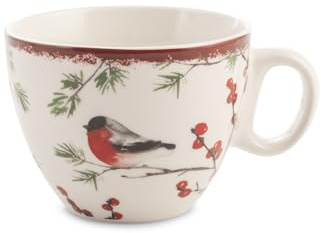 H&H Set 12 Tazze da Tè in New Bone China – Decoro Autunno, 220 ml – Tazze Eleganti per Colazione, Infusi e Tè Caldo