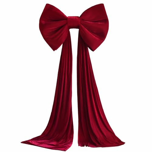 Peosaard Christmas Tree Topper, Christmas Tree Topper Bow, 19.7x70.9in Extra Large Red Velvet Bows for Home Toppers Wreath Wall Room Party Holiday Decor Supplies, Bows