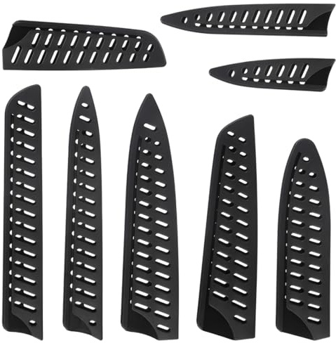 EJRUP 8 Stück Messerschutz, Universal Messer Messerschutzhülle Kunststoff Messerscheide Schutzhülle Atmungsaktive, Schützen Sie Die Klingen Vor Kratzern, Für Küchenmesser Obstmesser 8 Größen, Schwarz