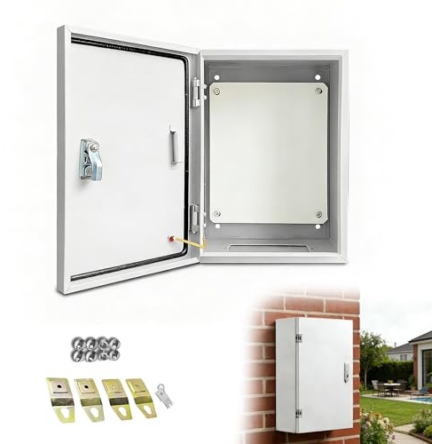 Caja de Conexiones Eléctrica de Acero Inoxidable, 40 x 30 x 20 cm | Prueba de Agua, Distribuidor Eléctrico Montado con Cerradura Estable y Junta Impermeable para Uso Exterior e Industrial