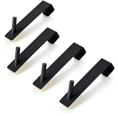 Ztolbriy Lot de 4 crochets paroi de douche en acier inoxydable de 12,5 cm, crochet douche pour épaisseur de verre ≤ 10 mm, crochets de porte noirs adaptés pour mur en verre et porte