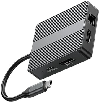 USB C Docking Station 4K 60Hz HDTV Fast Charging Aluminum 2xUSB3.2+USB C Converter for Laptop Tablet PC Aluminum USB C Docking Station