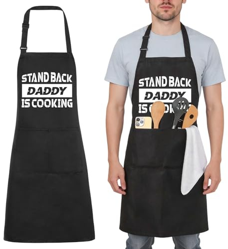 ViEinkaufen BBQ Aprons for Men, Funny Grilling Dad Apron with 2 Pockets