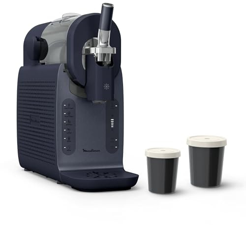 Moulinex Freezi, Gelatiera e Macchina Bevande Ghiacciate 16-in-1, per Preparare Gelati, Sorbetti, Granite, Frozen Yogurt, 5 Programmi, 200W, MJ8024, Colore Blue Salt Metal