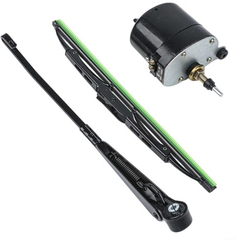 Micpointik 12V Scheibenwischermotor Universaltyp Robust Wasserdicht Für Boote Wohnmobile Traktoren für ATV UTV Schwarz OEM 01287358 7731000001 Wischermotor(MOTOR + WIPER)