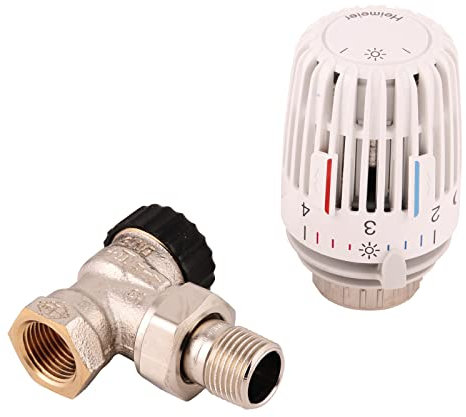 Heimeier Thermostatkomplettset-Eckform mit Thermostatventil & Thermostatkopf K, Fühler, 1/2 Zoll, Vernickelt, 27118 9