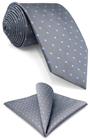 S&W SHLAX&WING Neu Entwurf Punkte Herren Krawatte Grau Blau Seide Geschäftsanzug Classic